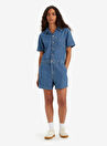 Levis Geniş Yaka Düz Açık Mavi Standart Kadın Elbise SS HERITAGE ROMPER PLAYDAY JUMPSUIT