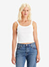 Levis Bisiklet Yaka Düz Beyaz Kadın T-Shirt ESSENTIAL SPORTY TANK WHITE +