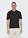 Only & Sons Siyah Erkek Normal Düz Polo T-Shirt ONSWYLER LIFE REG 14 SS POLO KNIT N