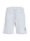 Jack & Jones Comfort Fit Beyaz Melanj Erkek Sweat Şort JPSTSWIFT SWEAT SHORTS SN AUT