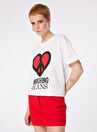 Moschino Jeans Beyaz Kadın Standart Baskılı T-Shirt 241K1J0710